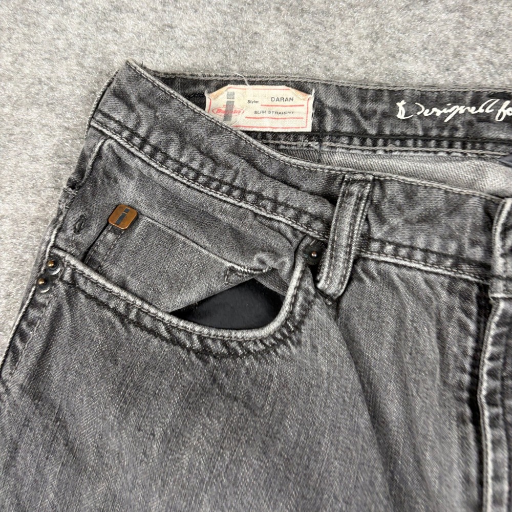 Buffalo David Bitton Daran Jeans Mens 30x32 Slim Straight Grey Faded Distressed - Picture 7 of 16
